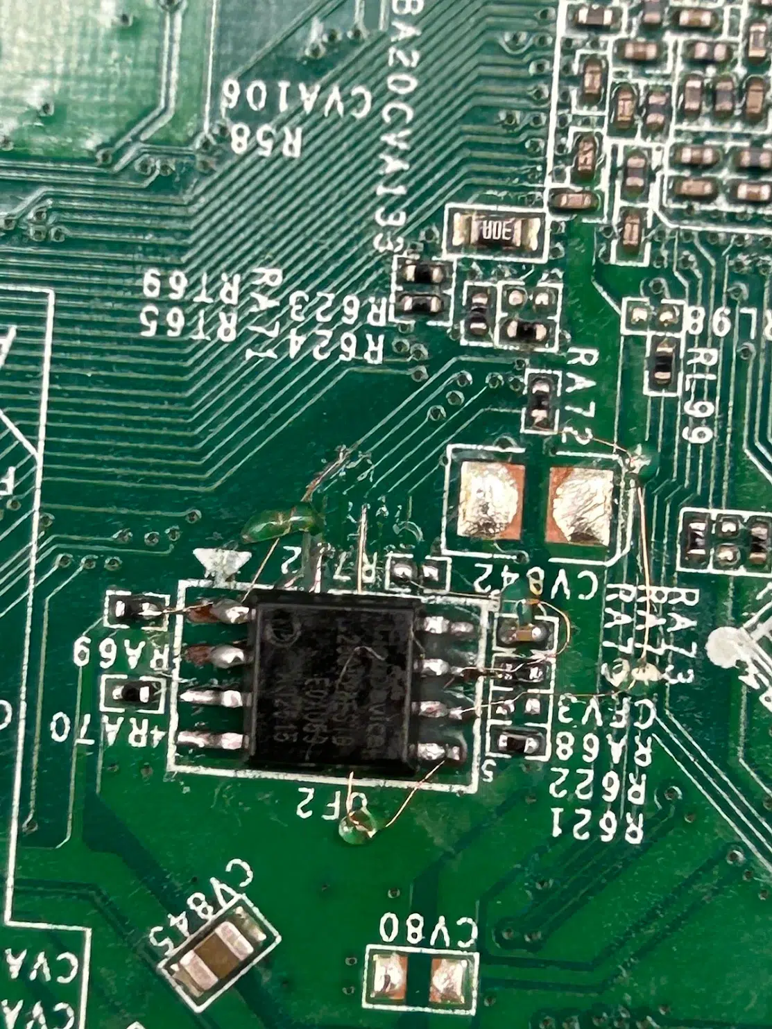 Circuit board IC chip soldering repair at Phone Repair & More in Land O' Lakes, Florida