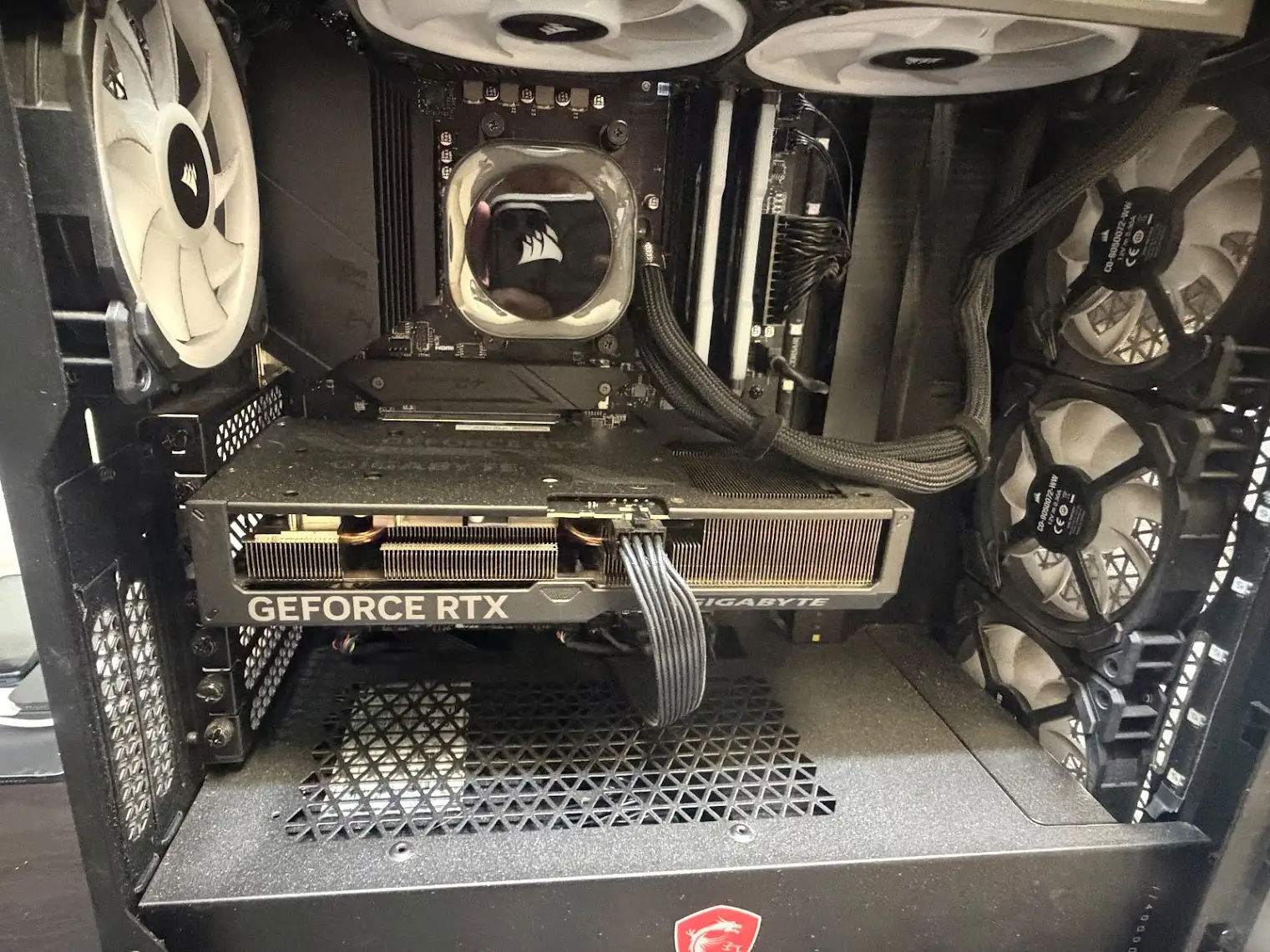 GeForce RTX gaming desktop PC open for hardware service